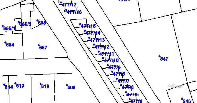 Parcela st. 477/11 v KÚ Tachov, Katastrální mapa