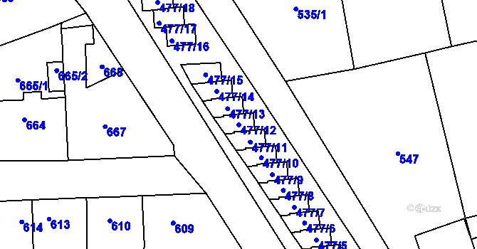 Parcela st. 477/12 v KÚ Tachov, Katastrální mapa