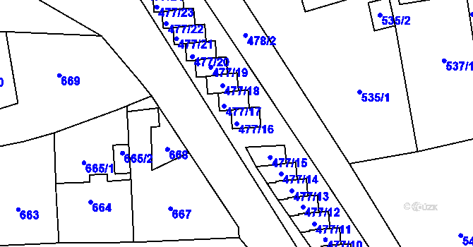 Parcela st. 477/16 v KÚ Tachov, Katastrální mapa