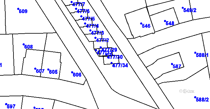 Parcela st. 477/30 v KÚ Tachov, Katastrální mapa