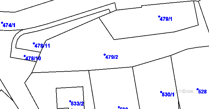 Parcela st. 479/2 v KÚ Tachov, Katastrální mapa