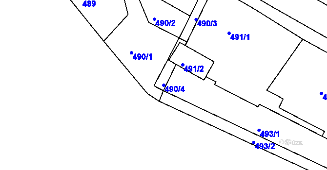 Parcela st. 490/4 v KÚ Tachov, Katastrální mapa