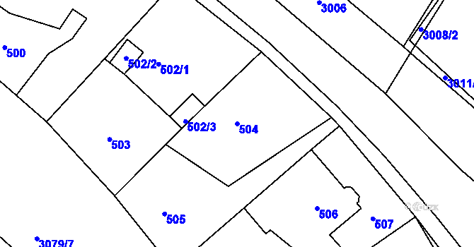 Parcela st. 504 v KÚ Tachov, Katastrální mapa