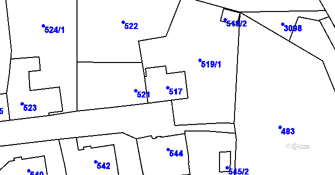 Parcela st. 517 v KÚ Tachov, Katastrální mapa