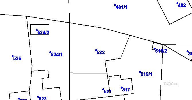 Parcela st. 522 v KÚ Tachov, Katastrální mapa