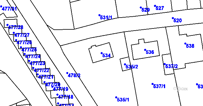 Parcela st. 534 v KÚ Tachov, Katastrální mapa