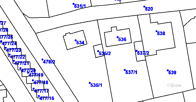 Parcela st. 535/2 v KÚ Tachov, Katastrální mapa