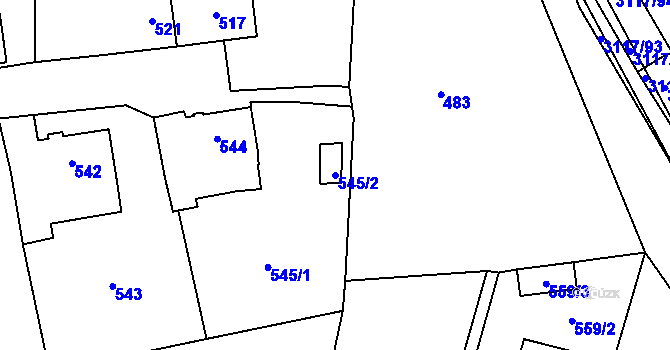 Parcela st. 545/2 v KÚ Tachov, Katastrální mapa