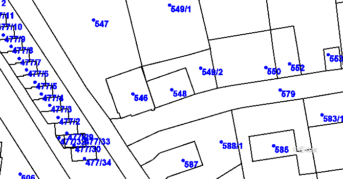 Parcela st. 548 v KÚ Tachov, Katastrální mapa