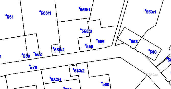 Parcela st. 554 v KÚ Tachov, Katastrální mapa