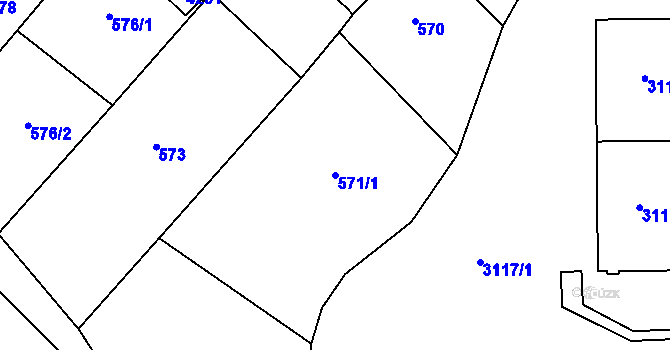 Parcela st. 571/1 v KÚ Tachov, Katastrální mapa