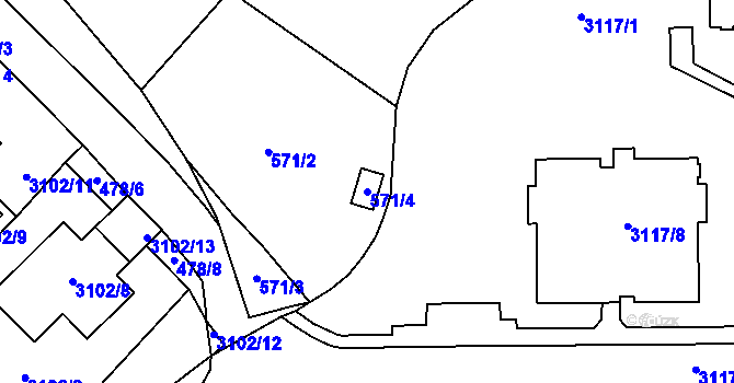 Parcela st. 571/4 v KÚ Tachov, Katastrální mapa