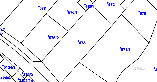 Parcela st. 573 v KÚ Tachov, Katastrální mapa