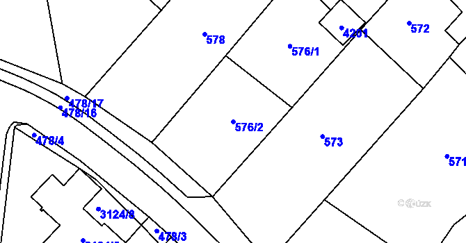 Parcela st. 576/2 v KÚ Tachov, Katastrální mapa