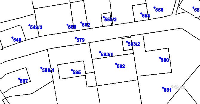 Parcela st. 583/1 v KÚ Tachov, Katastrální mapa