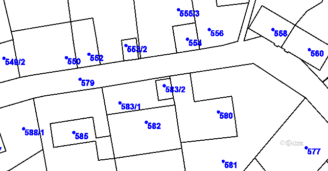 Parcela st. 583/2 v KÚ Tachov, Katastrální mapa