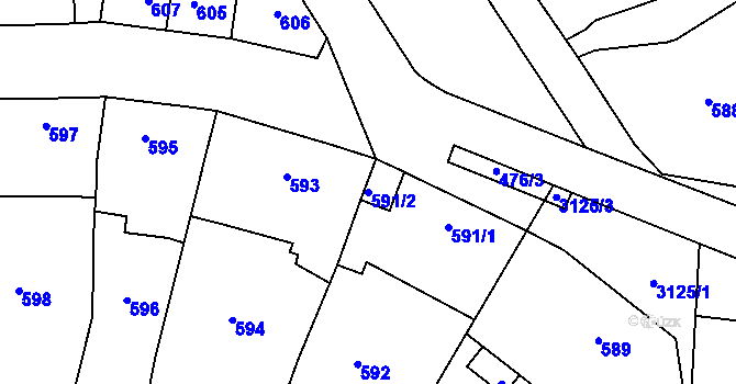 Parcela st. 591/2 v KÚ Tachov, Katastrální mapa