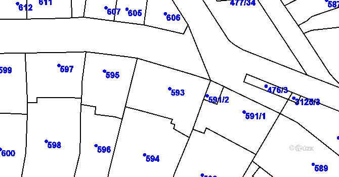 Parcela st. 593 v KÚ Tachov, Katastrální mapa