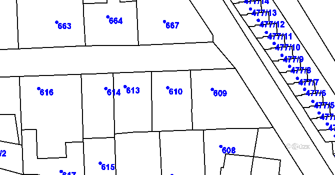 Parcela st. 610 v KÚ Tachov, Katastrální mapa