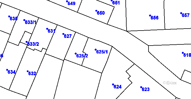 Parcela st. 625/1 v KÚ Tachov, Katastrální mapa
