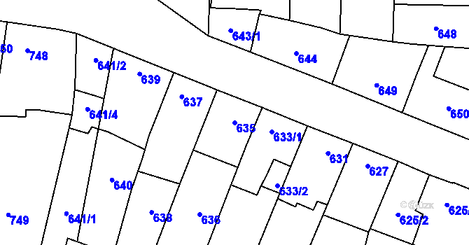 Parcela st. 635 v KÚ Tachov, Katastrální mapa