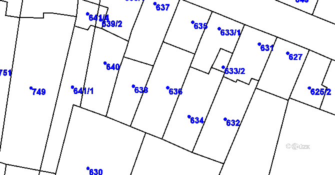Parcela st. 636 v KÚ Tachov, Katastrální mapa