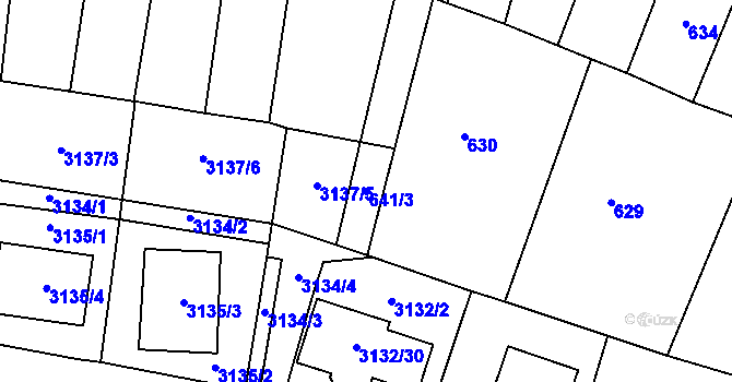 Parcela st. 641/3 v KÚ Tachov, Katastrální mapa