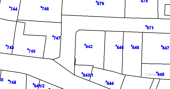 Parcela st. 642 v KÚ Tachov, Katastrální mapa