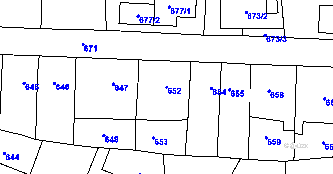 Parcela st. 652 v KÚ Tachov, Katastrální mapa