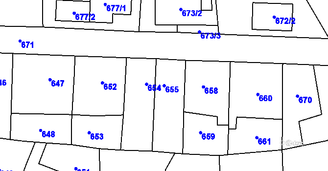 Parcela st. 655 v KÚ Tachov, Katastrální mapa