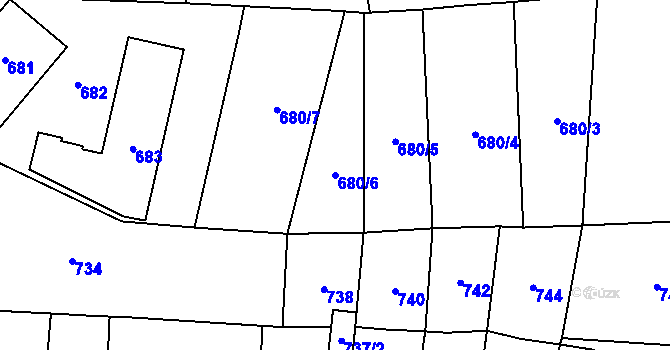 Parcela st. 680/6 v KÚ Tachov, Katastrální mapa