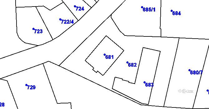 Parcela st. 681 v KÚ Tachov, Katastrální mapa