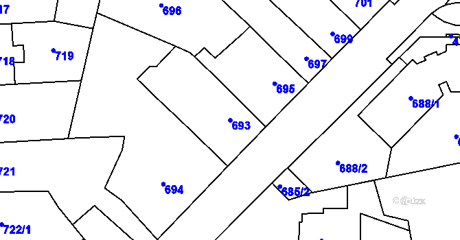Parcela st. 693 v KÚ Tachov, Katastrální mapa
