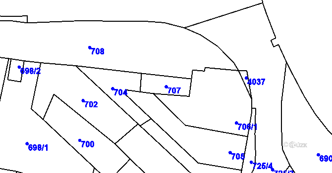 Parcela st. 707 v KÚ Tachov, Katastrální mapa