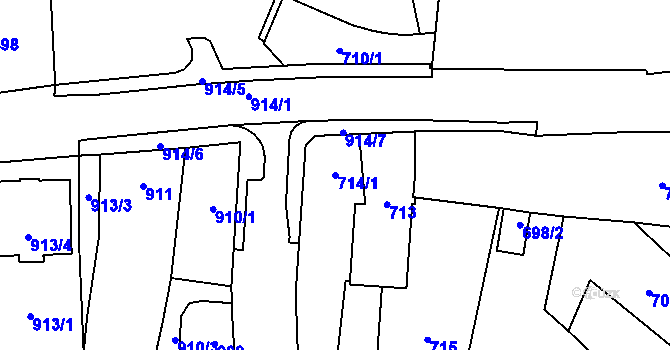 Parcela st. 714/1 v KÚ Tachov, Katastrální mapa