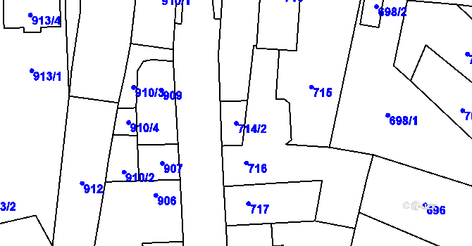 Parcela st. 714/2 v KÚ Tachov, Katastrální mapa
