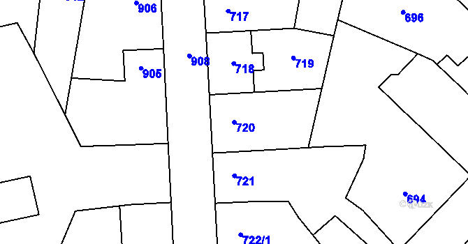 Parcela st. 720 v KÚ Tachov, Katastrální mapa