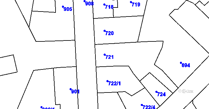 Parcela st. 721 v KÚ Tachov, Katastrální mapa