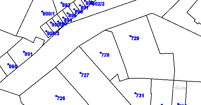 Parcela st. 728 v KÚ Tachov, Katastrální mapa