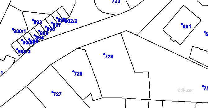 Parcela st. 729 v KÚ Tachov, Katastrální mapa