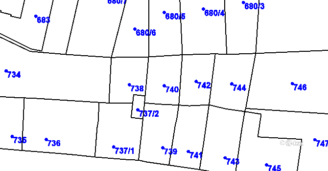 Parcela st. 740 v KÚ Tachov, Katastrální mapa