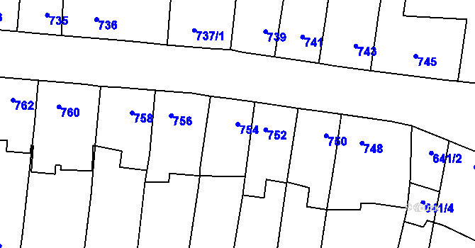 Parcela st. 754 v KÚ Tachov, Katastrální mapa