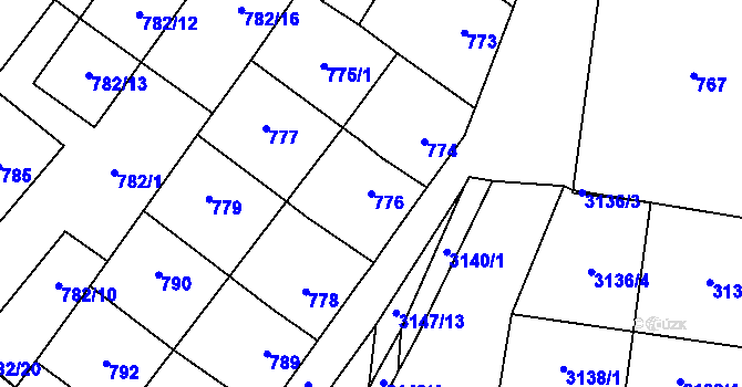 Parcela st. 776 v KÚ Tachov, Katastrální mapa