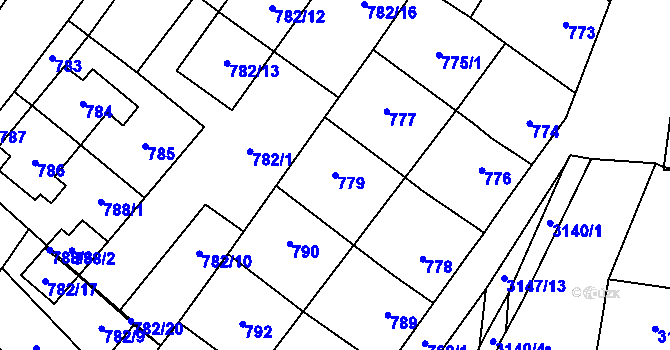Parcela st. 779 v KÚ Tachov, Katastrální mapa