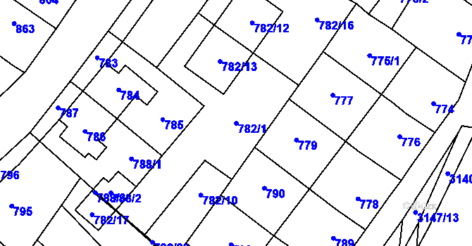 Parcela st. 782/1 v KÚ Tachov, Katastrální mapa