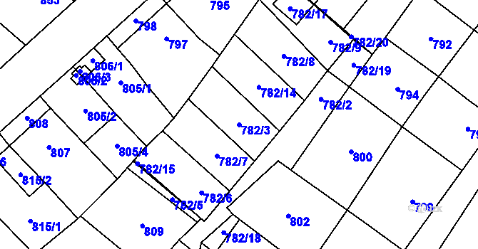 Parcela st. 782/3 v KÚ Tachov, Katastrální mapa
