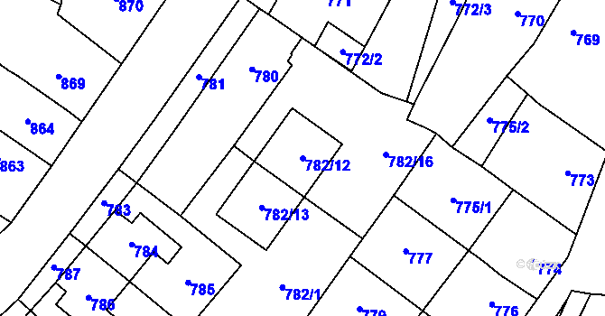 Parcela st. 782/12 v KÚ Tachov, Katastrální mapa