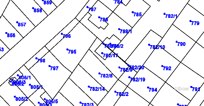 Parcela st. 782/17 v KÚ Tachov, Katastrální mapa