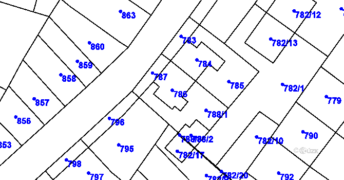 Parcela st. 786 v KÚ Tachov, Katastrální mapa