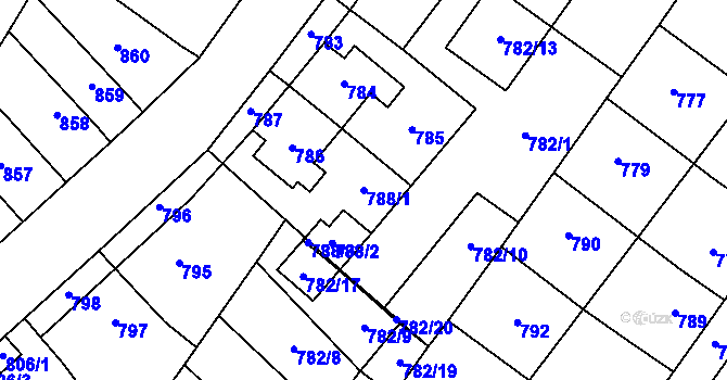 Parcela st. 788/1 v KÚ Tachov, Katastrální mapa